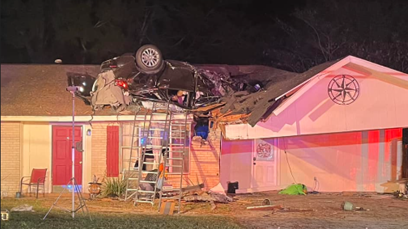 Firefighters Rescue Driver From Overturned Car In Attic Of Zachary LA ...