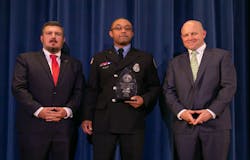 STIHL Inc. Product Manager John Allen, STIHL 2022 Firefighter of the Year Master Firefighter Vincent Smith III and STIHL Inc. Vice President of Sales &amp; Marketing Chris Keffer.