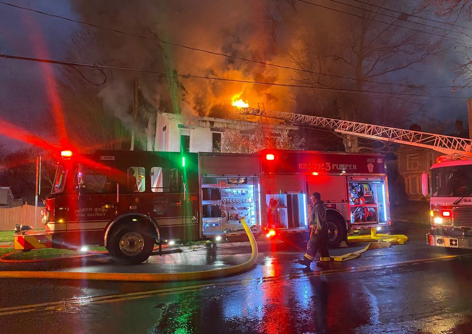 Firefighters tackle blaze in Baldwinsville, NY.