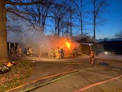 Crews encountered heavy fire conditions in Tyrone Township. Crews encountered heavy fire conditions in Tyrone Township.
