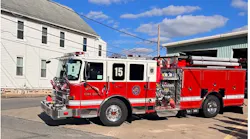 This 2022 Pierce Enforcer was pushed into the Milton firehouse.