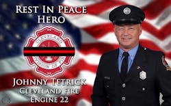 Cleveland firefighter Johnny Tetrick was killed after being struck by a vehicle on Interstate 90.