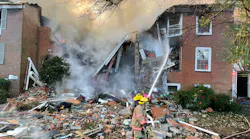 Fire crews remain on the scene in Gaithersburg.