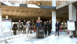 Officials provide an update on the San Bernardino County Fire Department headquarters project. Officials provide an update on the San Bernardino County Fire Department headquarters project.