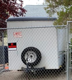 This trailer containing household chemicals was recovered. This trailer containing household chemicals was recovered.