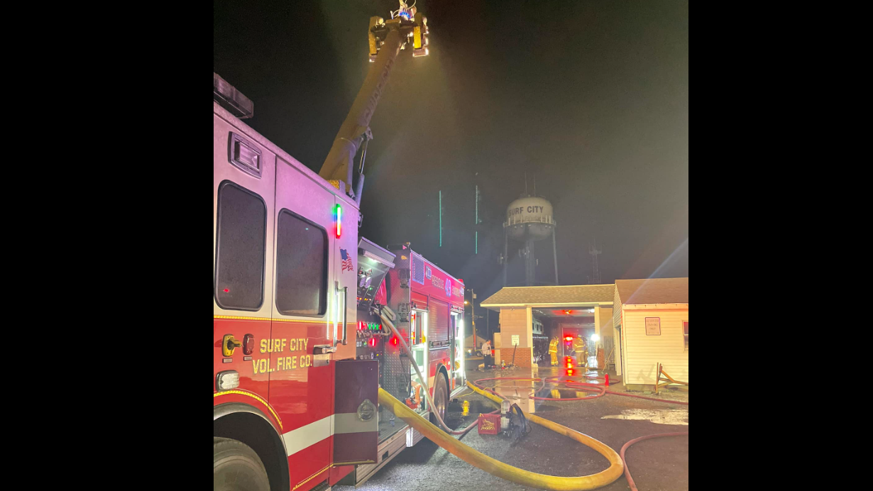Surf City firefighters were able to pull their apparatus from the station during the fire.