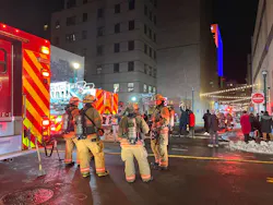 Syracuse firefighters found a sprinkler activated in the high-rise. Syracuse firefighters found a sprinkler activated in the high-rise.