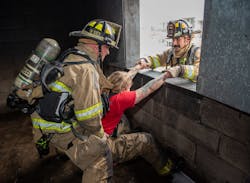 Communication between the inside rescuer and the rescuer who is on the ladder is critical. Communication between the inside rescuer and the rescuer who is on the ladder is critical.