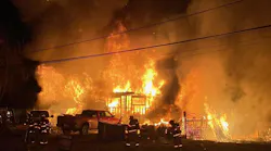 Tankers shuttled water to the scene early Tuesday.