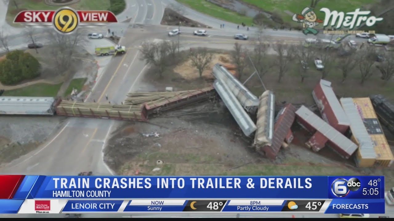Train Derails After Slamming into Trailer at Hamilton County, TN