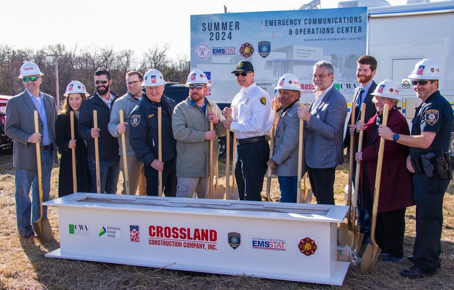 Firefighters, police officers and emergency services personnel joined members of the community Thursday to commemorate the groundbreaking ceremony for the new City of Norman Emergency Communications and Operations Center (ECOC).