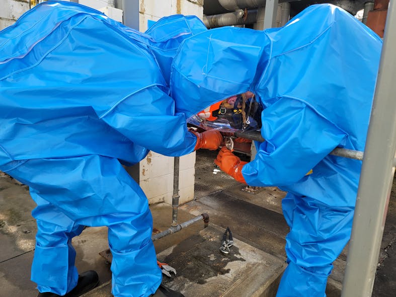 Using encapsulated gear to make entry or to transfer solids to overpack containers can become a complicated procedure that includes explicit technical steps.