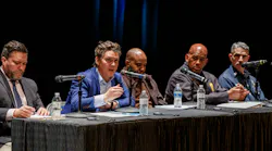 LAFD Deputy Chief Armando Hogan, second from right, was being investigated for sexual harassment.