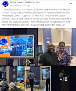 Firefighters attend a school event/dinner intended to unite the school’s families and community. Firefighters attend a school event/dinner intended to unite the school’s families and community.