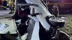 Firefighters were operating at this crash when a fire police officer was hit nearby,