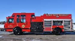 CustomFIRE built this enclosed, top-mount pumper for the Elko New Market, MN, Fire Department. CustomFIRE built this enclosed, top-mount pumper for the Elko New Market, MN, Fire Department.