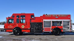 CustomFIRE built this enclosed, top-mount pumper for the Elko New Market, MN, Fire Department. CustomFIRE built this enclosed, top-mount pumper for the Elko New Market, MN, Fire Department.