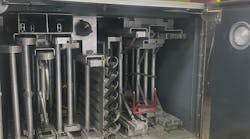 Valuable portable ladder storage can be achieved by moving the waterway to the exterior of the ladder tunnel. This ladder tunnel in a rear-mount aerial holds two 16-foot ladders, two 28-footers, one 35-foot ladder and one 45-footer. Valuable portable ladder storage can be achieved by moving the waterway to the exterior of the ladder tunnel. This ladder tunnel in a rear-mount aerial holds two 16-foot ladders, two 28-footers, one 35-foot ladder and one 45-footer.