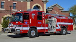 Gilbert, AZ, Fire & Rescue Department (GFRD) Engine 251 is one of four identical 2022 Pierce Quantum pumpers that are equipped with a 2,000-gpm pump, a 500-gallon water tank and a 30-gallon Class A foam system. The engine is outfitted with six preconnected attack lines, a top-mounted booster reel and a preconnected deck gun. Gilbert, AZ, Fire & Rescue Department (GFRD) Engine 251 is one of four identical 2022 Pierce Quantum pumpers that are equipped with a 2,000-gpm pump, a 500-gallon water tank and a 30-gallon Class A foam system. The engine is outfitted with six preconnected attack lines, a top-mounted booster reel and a preconnected deck gun.