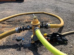Utilize all hydrant discharges and connect using large diameter hose to minimize friction loss.
