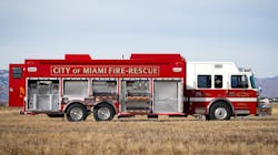 The rig has a 26-foot aluminum body equipped with Revolv-A-Tool rescue tool storage trays and OnScene Solutions heavy-duty aluminum cargo slides.