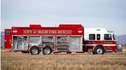 The rig has a 26-foot aluminum body equipped with Revolv-A-Tool rescue tool storage trays and OnScene Solutions heavy-duty aluminum cargo slides.
