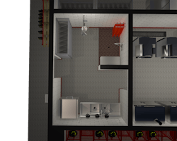 The gross decontamination area. The gross decontamination area.