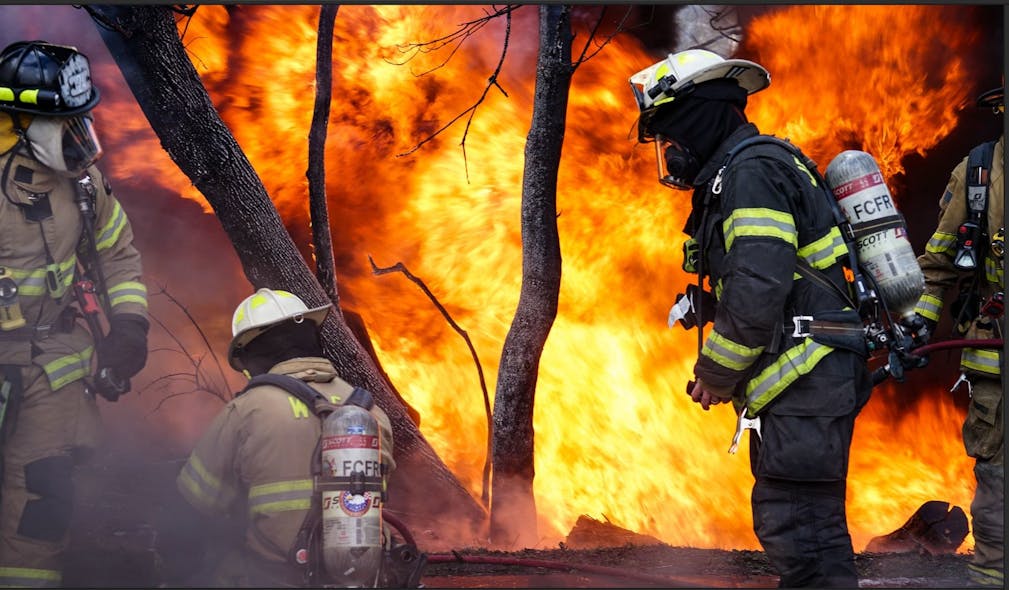 Frederick County firefighters tackle blaze after tanker explosion Saturday.