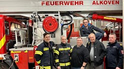 Standing, from left to right: Alkoven firefighters Martin Gebhartl and Markus Hammer, Firehouse editor Peter Matthews, Fort Worth fire photographer Glen Ellman and Alkoven Fire Brigade Commander Markus Unter. Alkoven firefighter and editor Hermann Kollinger is top. Standing, from left to right: Alkoven firefighters Martin Gebhartl and Markus Hammer, Firehouse editor Peter Matthews, Fort Worth fire photographer Glen Ellman and Alkoven Fire Brigade Commander Markus Unter. Alkoven firefighter and editor Hermann Kollinger is top.