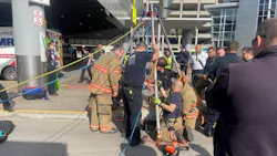 A Syracuse firefighter entered the sewer system on a rope to rescue the woman, who was injured and unable to climb up a ladder. A Syracuse firefighter entered the sewer system on a rope to rescue the woman, who was injured and unable to climb up a ladder.
