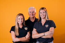 Fire-Dex Chairman and Owner Bill Burke with his daughters Fire-Dex President Lauren Burke Devere (left) and Gear Wash President Taylor Burke Gilman.