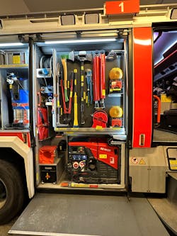 The fire apparatus are much smaller than what we have in the U.S. due to space and length limitations but are well designed to carry myriad equipment.