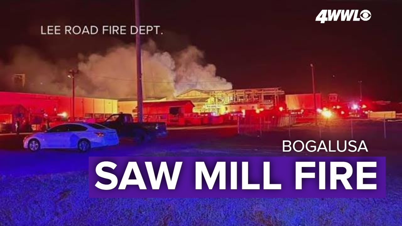 Firefighters in Bogalusa, LA Battle Flames at Hood Industries Sawmill