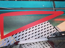 When operating at a window with an aerial bucket, a gap is created between the bucket and the building. An operator must be mindful of this triangular gap, because a firefighter or a victim has the potential of falling through while that individual exits or enters the bucket. When operating at a window with an aerial bucket, a gap is created between the bucket and the building. An operator must be mindful of this triangular gap, because a firefighter or a victim has the potential of falling through while that individual exits or enters the bucket.