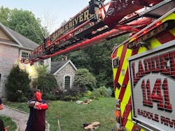Aerial ladders can be used to mechanically ventilate small gables and residential windows.