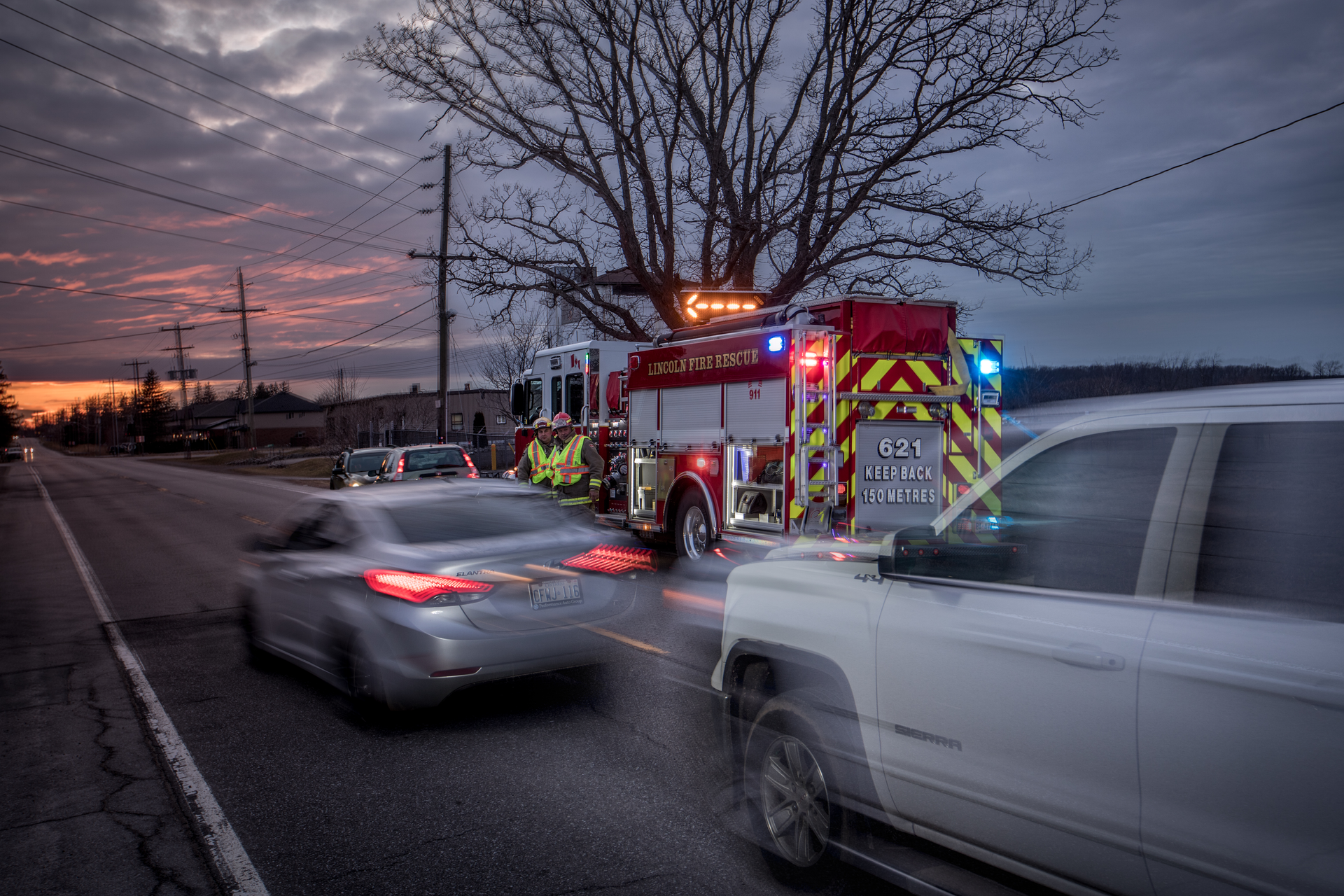 Directional arrows are the most visible at long distances, perhaps as far as 1,000 feet.