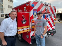 Lt. Troy Clark of the FWFD with FDNY Chief Frank Leeb during Clark’s 2022 visit to the FDNY Fire Academy. The purpose of Clark’s visit was to see the contamination-reduction initiatives that FDNY has in place, for the purpose of bringing them to the FWFD. Lt. Troy Clark of the FWFD with FDNY Chief Frank Leeb during Clark’s 2022 visit to the FDNY Fire Academy. The purpose of Clark’s visit was to see the contamination-reduction initiatives that FDNY has in place, for the purpose of bringing them to the FWFD.