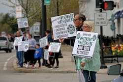 Family and residents showed support for firefighrters. Family and residents showed support for firefighrters.