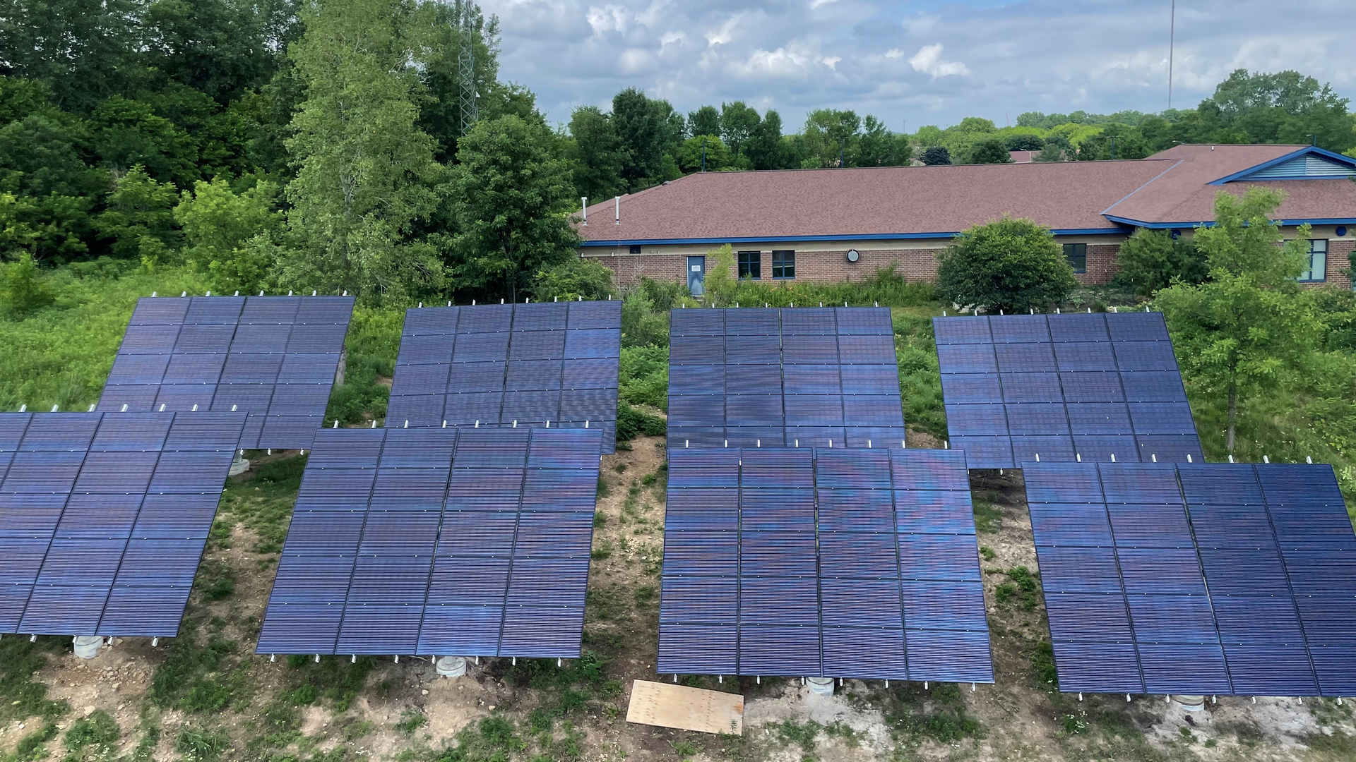 Solar photovoltaic panels are being retrofitted to older stations, including Madison, WI, Fire Station 8 where they are placing their new EV engine.