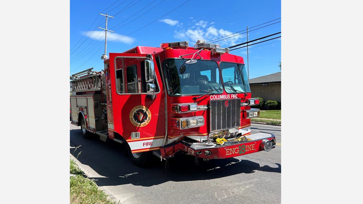 Columbus Division of Fire Engine 18 was struck by a stolen SUV Sunday afternoon.