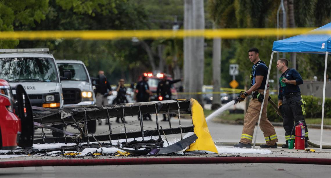 One person onboard a single-engine plane died after the aircraft crashed and burned in Hollywood, Florida on May 17, 2023, according to authorities.