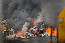 Kansas City, KS, firefighters battled the fire at Advantage Metals for 12 hours before it was placed under control. Kansas City, KS, firefighters battled the fire at Advantage Metals for 12 hours before it was placed under control.