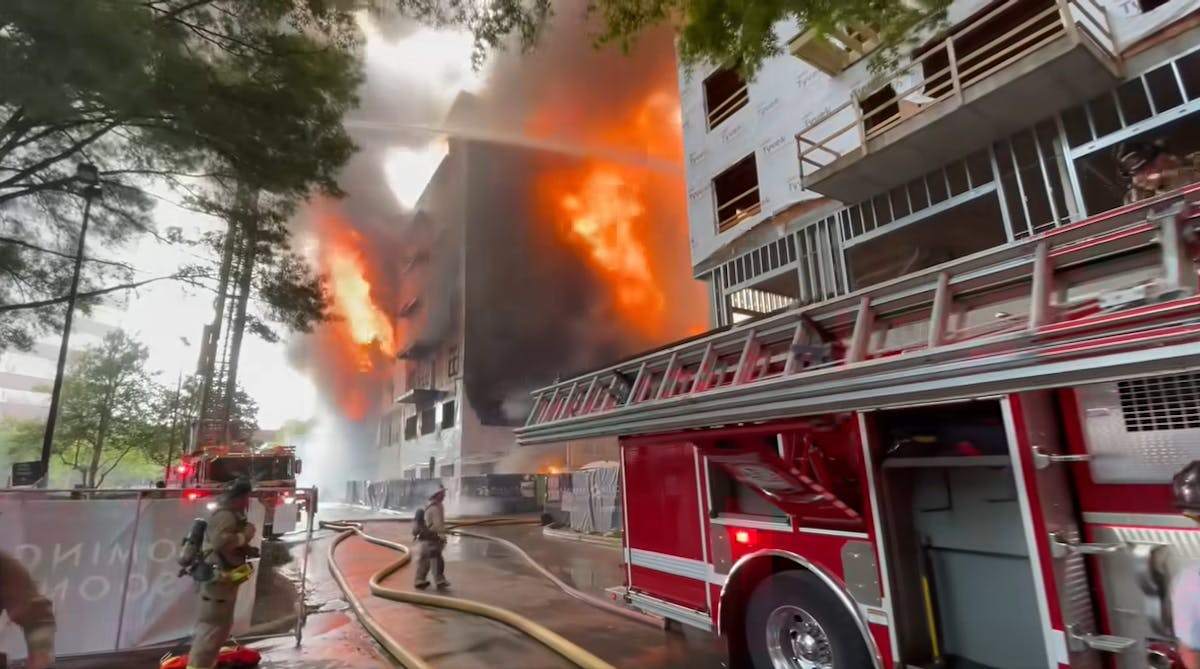 Charlotte firefighters battled the massive blaze that destroyed Ladder 2&apos;s rig.