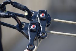 A rescue team can use lightweight devices and Technora ropes to accomplish complex tasks. Here, a quick-release auto belay device from Highnovate is used in a twin tension lowering system with 7.5 mm Sterling FireTech rope and 7.5 mm BlueWater rope. A rescue team can use lightweight devices and Technora ropes to accomplish complex tasks. Here, a quick-release auto belay device from Highnovate is used in a twin tension lowering system with 7.5 mm Sterling FireTech rope and 7.5 mm BlueWater rope.