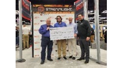 Streamlight donated $21,000 to the NFFF in support of the families and colleagues they left behind. A check was presented to Chief Ronald Siarnicki (left), Executive Director of the National Fallen Firefighters Foundation at the recent FDIC International Conference. Also on hand (second from left to right) were Ross Mulkerrin, Development Manager of the NFFF; Allen Lance, Streamlight&rsquo;s Vice President of Sales; and Aaron Freund, Streamlight&apos;s Director of Sales &ndash; Industrial and Fire Divisions.