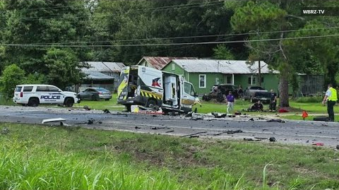 Two Dead in Ambulance, Semi Collision on LA Road Firehouse