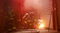 The third of three cuts that are made in the slash tactic for a steel roll-down gate. The slats then are pulled by the purchase point that was made in the beginning of the operation. The third of three cuts that are made in the slash tactic for a steel roll-down gate. The slats then are pulled by the purchase point that was made in the beginning of the operation.