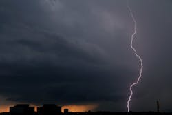 A lightning bolt from a thunderstorm strikes down in Irving, Texas, Thursday, June 7, 2018. A lightning bolt from a thunderstorm strikes down in Irving, Texas, Thursday, June 7, 2018.
