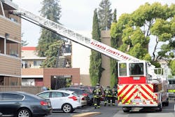It took 29 Alameda County Fire Department firefighters to fight the fire and bring it under control It took 29 Alameda County Fire Department firefighters to fight the fire and bring it under control