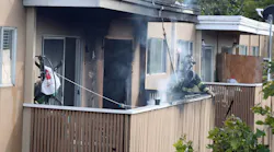 A two-alarm fire spread from one apartment unit to another at a San Leandro, CA, three-story complex.